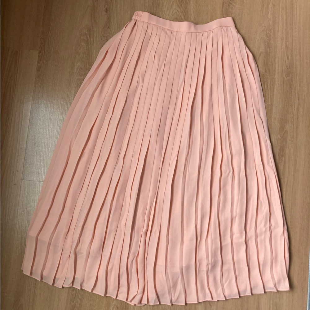 Uniqlo Pleated Light Pink Midi Skirt Size S